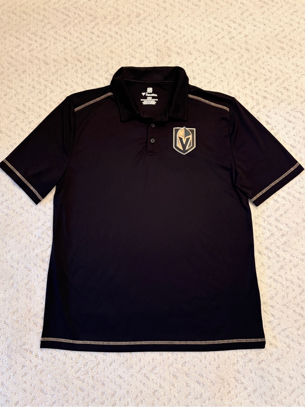 Vegas Golden Knights Hockey Polo Golf Shirt Size L Black Relaxed Fit Quick Dry